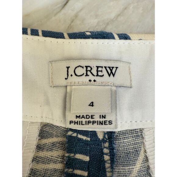J. Crew linen blend Printed 4" scalloped short blue muslin sunburst size 4 - Picture 4 of 7